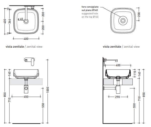 Накладная раковина Flaminia Flag 40 Countertop Basin 40х40 ФОТО