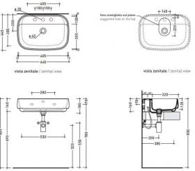 Накладная раковина Flaminia Flag 64 Countertop - Wall Hung Basin 64х44 ФОТО