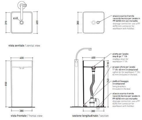 Напольная раковина Flaminia Monowash Freestanding Basin 40х40 ФОТО