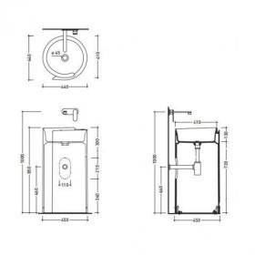 Напольная раковина Flaminia Monoroll Standing Basin To Wall 44х44 ФОТО