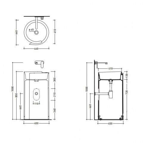 Напольная раковина Flaminia Monoroll Standing Basin To Wall 44х44 схема 4