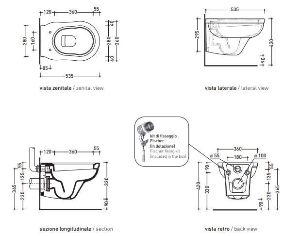 Унитаз Flaminia Efi Wall Hung WC схема 4