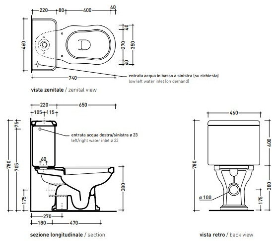 Унитаз Flaminia Efi Monobloc WC схема 2