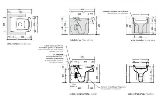 Подвесной унитаз Flaminia Una Semi-Inset WC схема 2