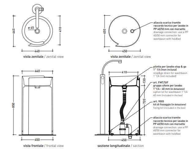 Напольная раковина Flaminia Monoroll Freestanding Basin 44х44 ФОТО