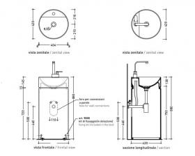 Напольная раковина Flaminia Mono Twin Slim Standing Basin To Wall MTR42P 42х42 ФОТО