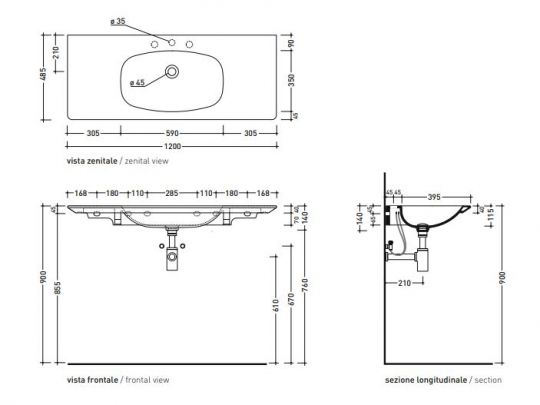 Раковина Flaminia NudaFlat 120 Wall Hung Console 120х48,5 ФОТО