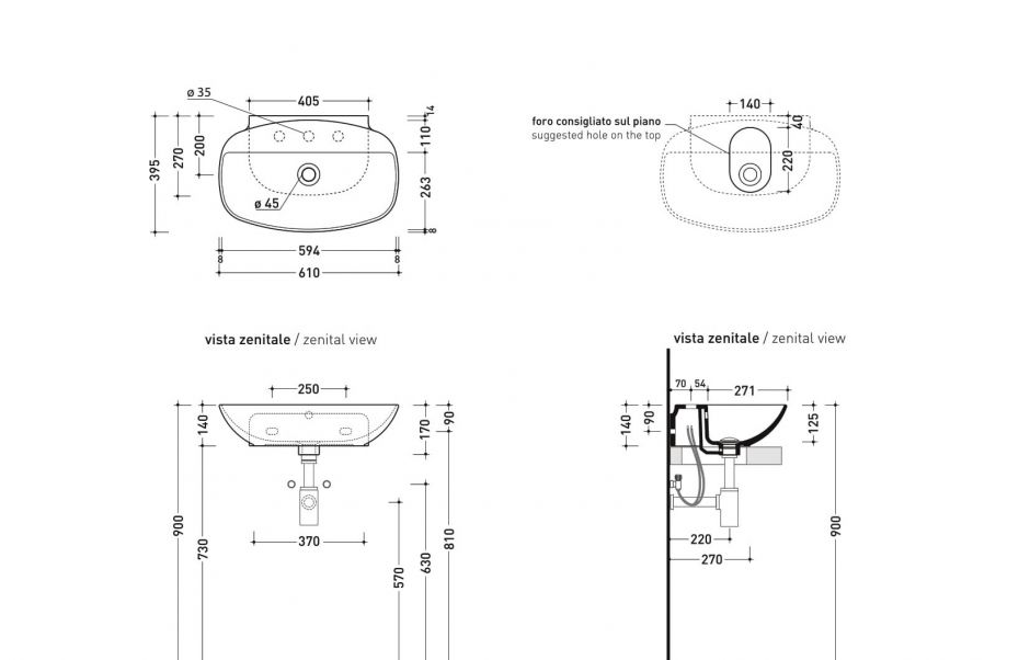 Подвесная раковина Flaminia NudaSlim 60 Countertop - Wall Hung Basin ND60PR 61х395 ФОТО