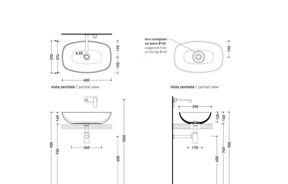 Накладная раковина Flaminia NudaSlim 60 Countertop Basin 60х39 ФОТО