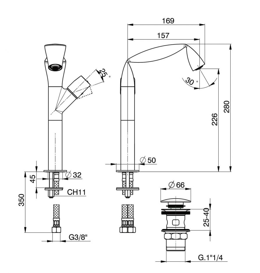 Смеситель Flaminia Fold High Single Lever Mixer ФОТО