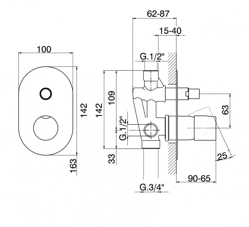 Смеситель Flaminia Fold Concealed Shower Mixer With Diverter схема 2