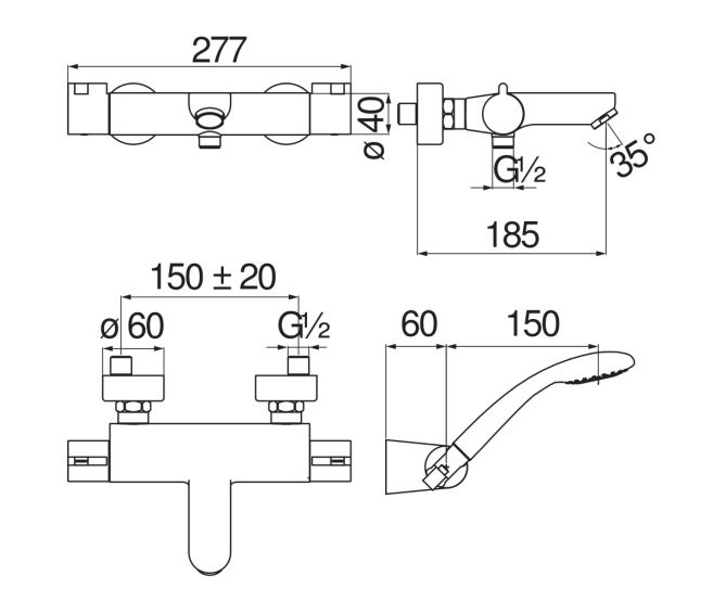 Смеситель для ванны Nobili ABC AB87010 схема 2