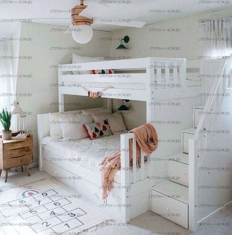 Кровать двухъярусная Лейла №117 с ящиками