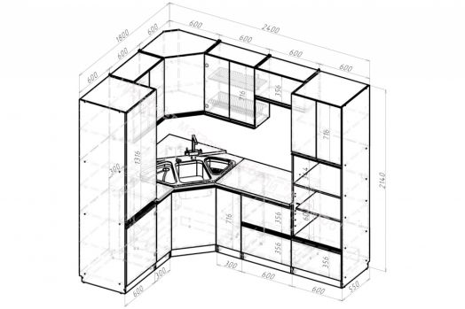 Кухонный гарнитур Равенна оптима 1800х2400 мм