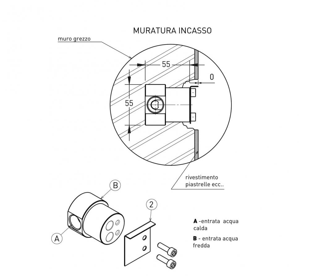 Смеситель Flaminia Noke Wall Single-Lever Basin Mixer схема 2