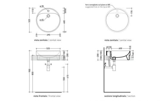 Раковина Flaminia Twin Set 52 Recessed Basin 52,5х52,5 ФОТО