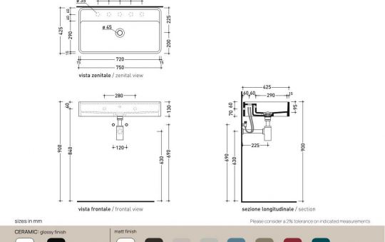 Раковина Flaminia Miniwash 75 Wall Hung Basin 75х42 ФОТО