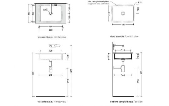 Раковина Flaminia Miniwash 48 Under-Counter Basin 43х31 ФОТО