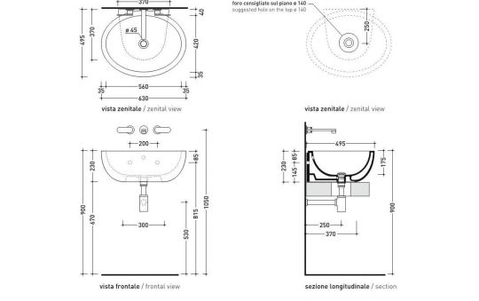 Раковина Flaminia Dip 62 Countertop - Wall Hung Basin DP482 62х49,5 ФОТО