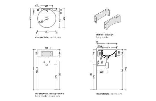 Раковина Flaminia Twin Set Slim Wall Hung Basin 42х42 ФОТО