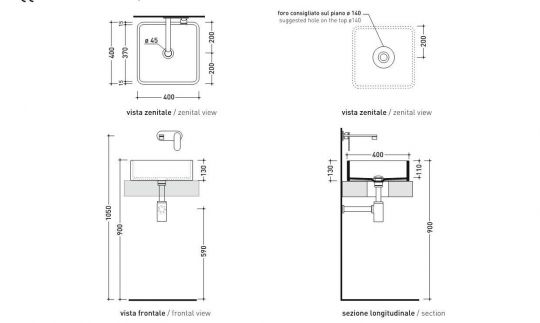 Раковина Flaminia Miniwash 40 Countertop Basin 40х40 ФОТО