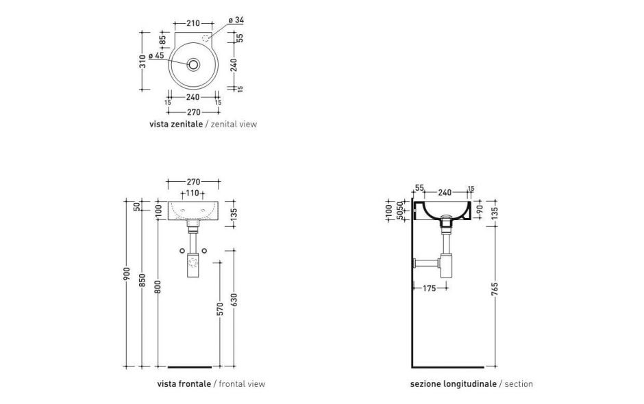 Подвесная раковина Flaminia Mini Wall Hung Basin 27х27 ФОТО