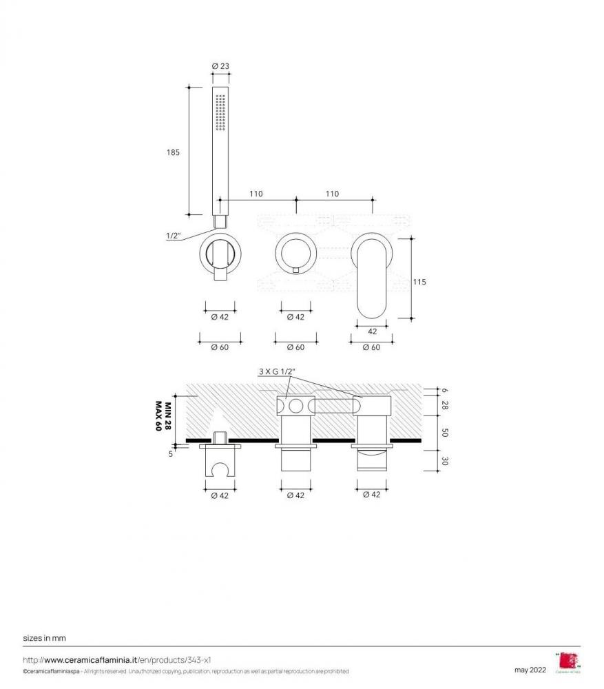 Смеситель Flaminia X1 Shower Set схема 2