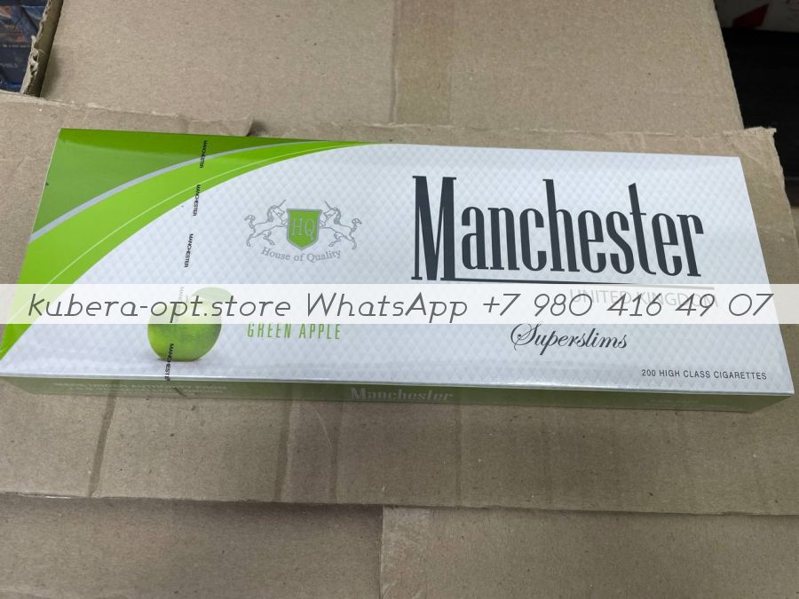 Manchester Super Slim Green Apple (Манчестер супер слим Зелёное Яблоко) минимальный заказ 1 коробка (50 блоков) можно миксом