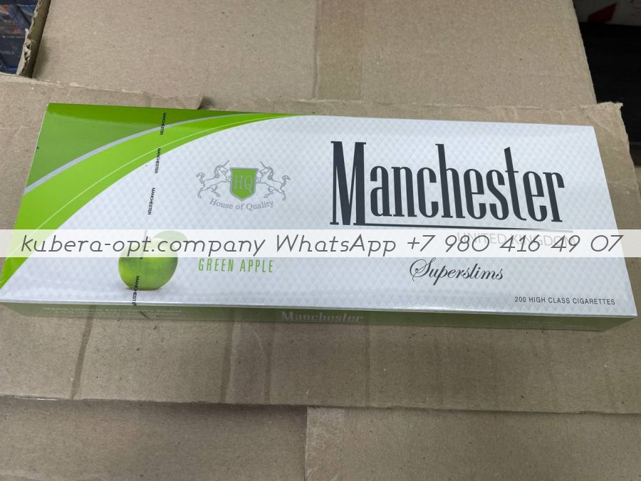 Manchester Super Slim Green Apple (Манчестер супер слим Зелёное Яблоко) минимальный заказ 1 коробка (50 блоков) можно миксом