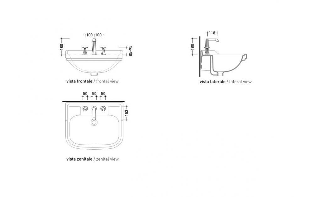 Смеситель Flaminia Evergreen High Basin 3-Holes Mixer схема 2