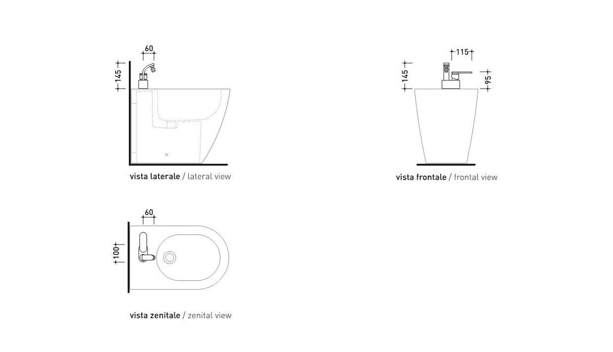 Смеситель Flaminia One Single Lever Bidet Mixer схема 2