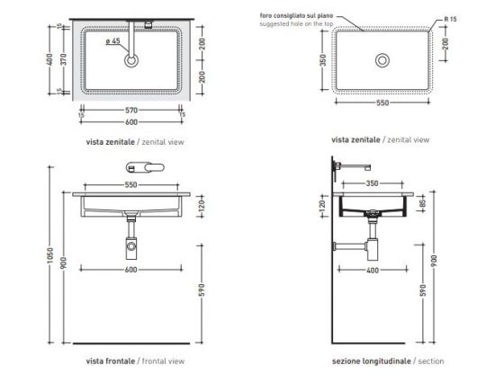 Раковина Flaminia Miniwash 60 Wall Hung Basin 60х42 ФОТО