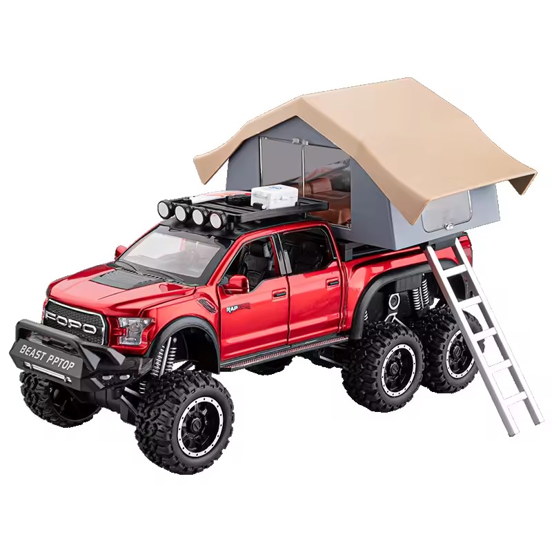 Машинка металлическая Ford Raptor F150 с палаткой 1:24 свет, звук CZ65A