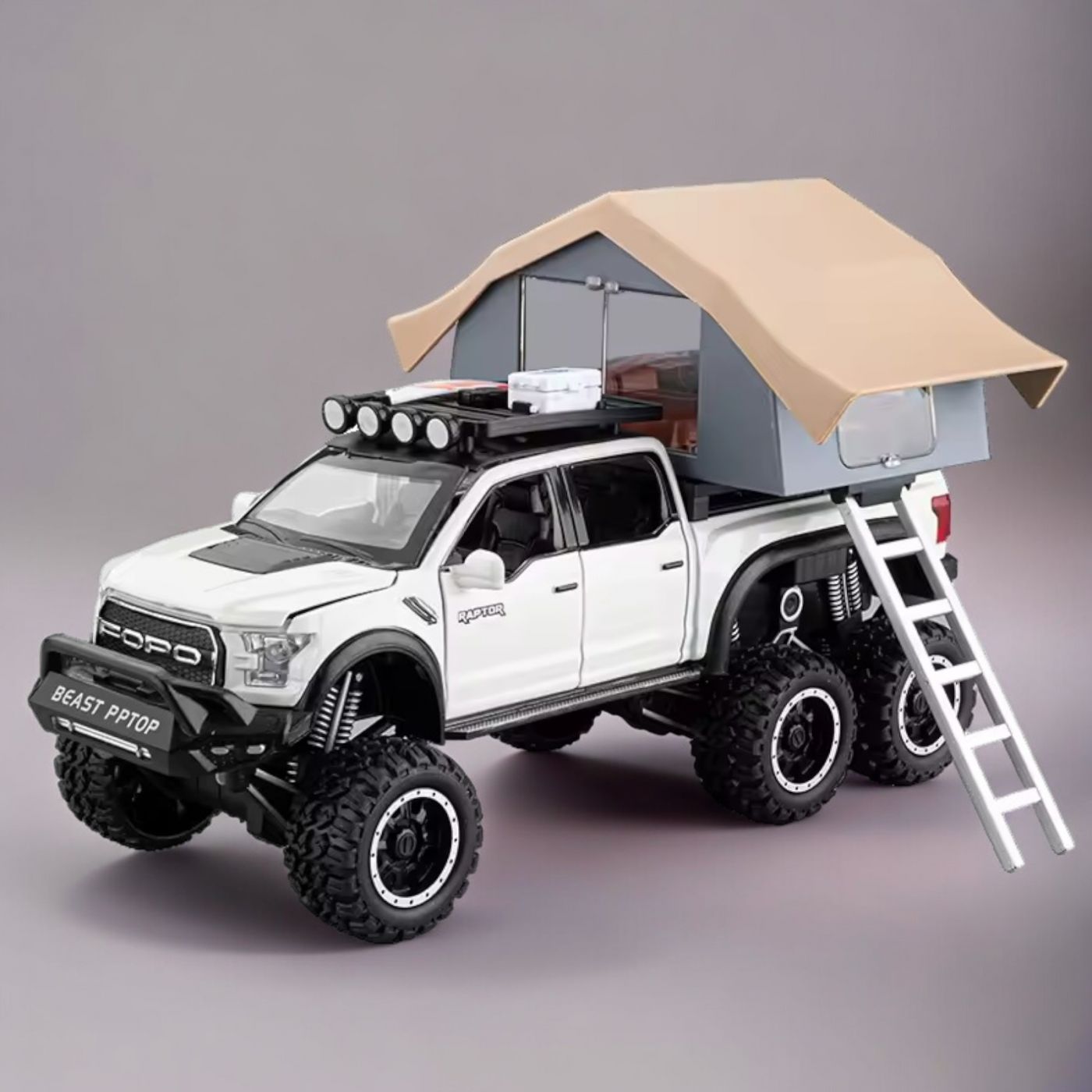 Машинка металлическая Ford Raptor F150 с палаткой 1:24 свет, звук CZ65A