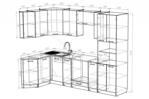 Кухонный гарнитур Паола гранд прайм 2600х1400 мм