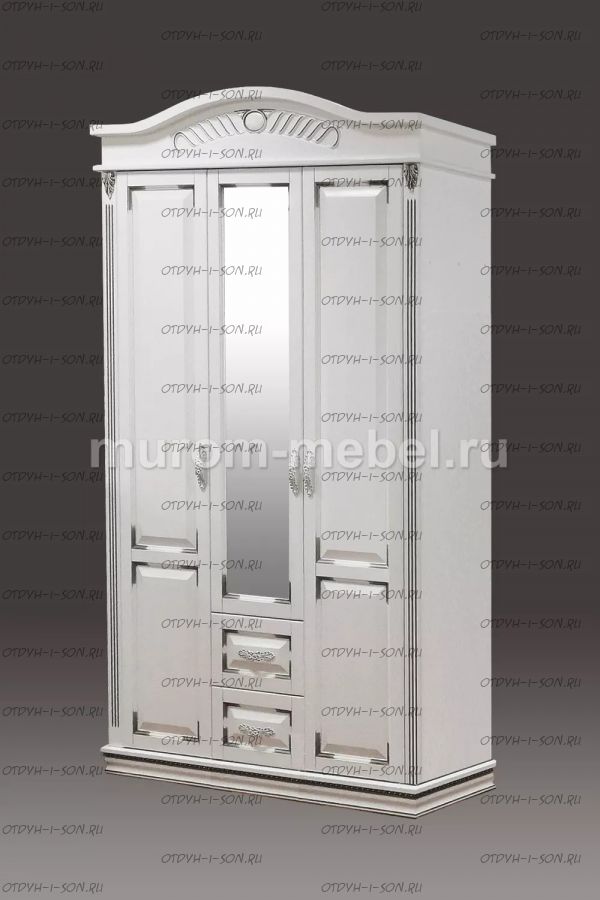 Шкаф 3-х ств. с гнутым багетом Оливия Люкс