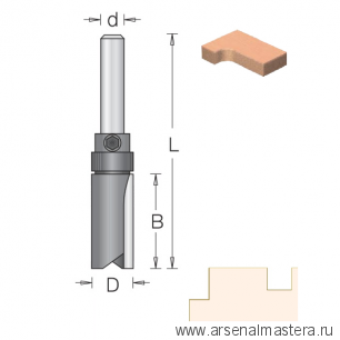 Фреза обгонная с верхним подшипником 25.4 x 44.5 x 95 x12 DIMAR 1072229