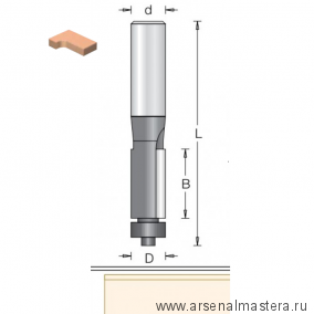 Фреза обгонная с нижним подшипником DIMAR 12.7 x 51 x 108 x 12 1010199