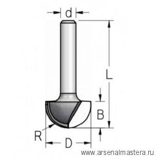 Фреза канавочная полукруглая WPW 9.5 x 6 x 42 x 8 R4.8 RB10005