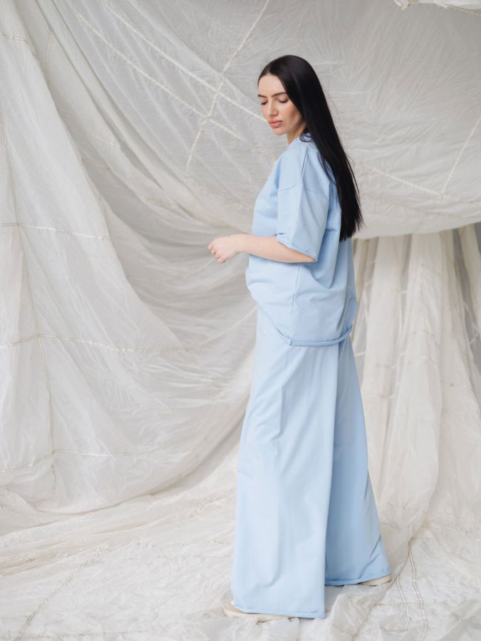 Брюки оверсайз голубые