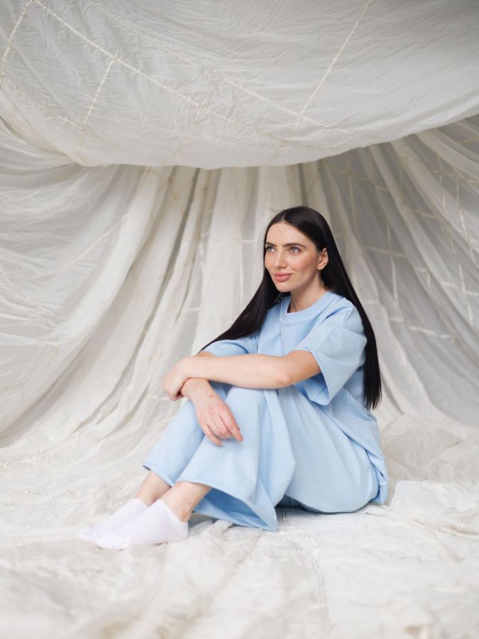 Брюки оверсайз голубые