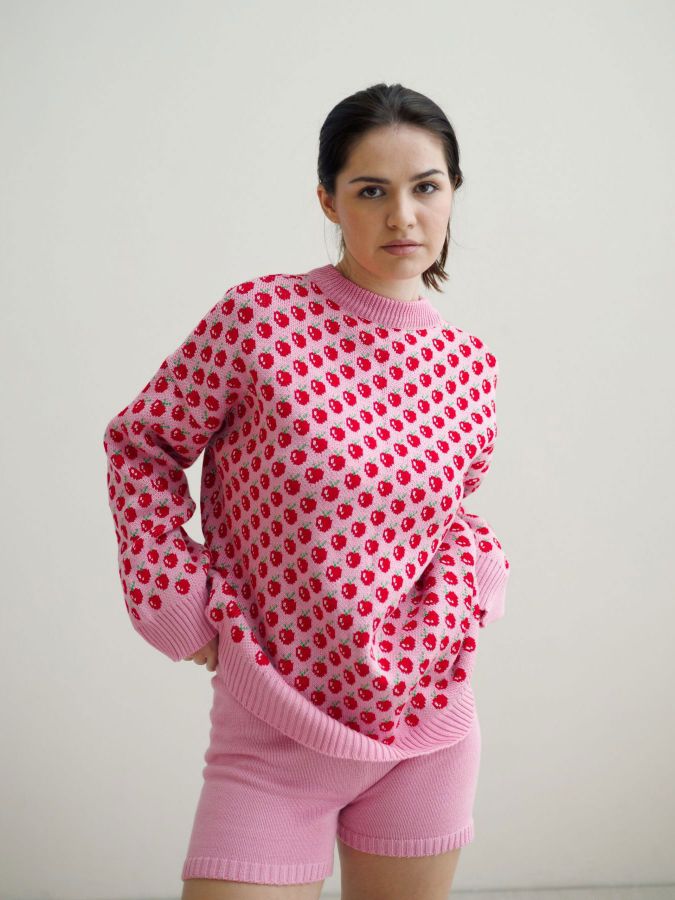 Шорты вязаные розовые