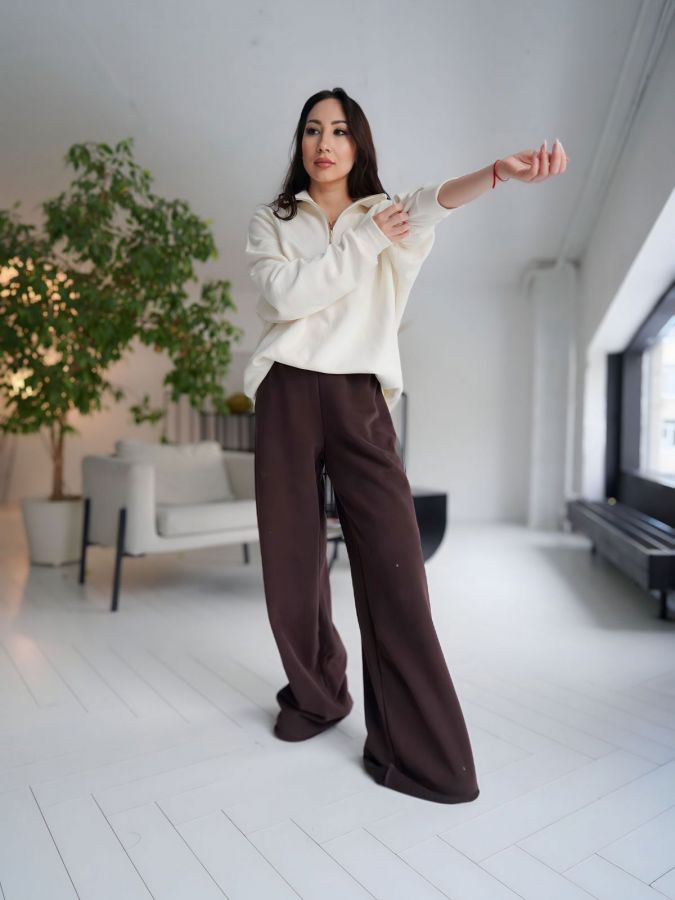 Брюки оверсайз шоколад из 3х нитки