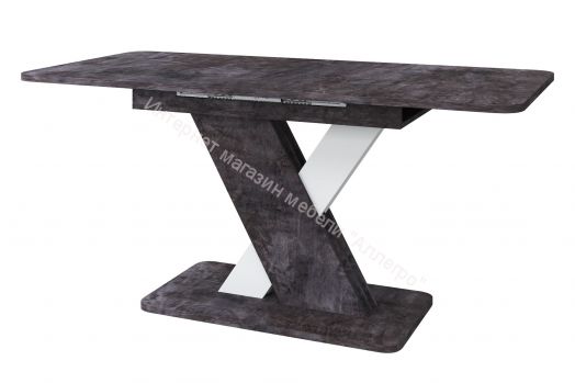 Стол раздвижной "Крокус" Камень тёмный/Белый