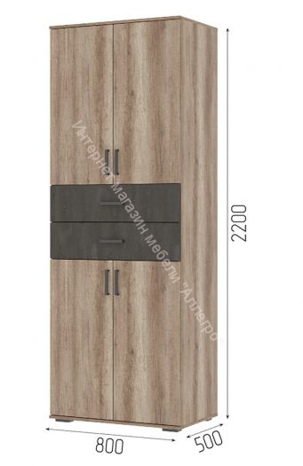 Шкаф распашной "Нельсон" ШК-05 Дуб каньон/Железный камень