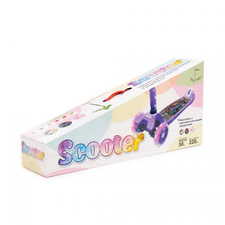 # 0072C Детский самокат (со складной ручкой) (с наклейкой V2) (красно-чёрный) (в коробке)