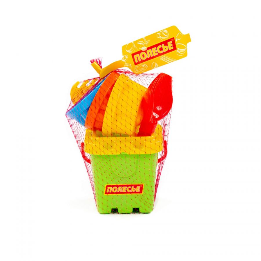 Набор №261: ведро-крепость малое, ситечко-крепость, совок №2, грабельки №2, 3 формочки