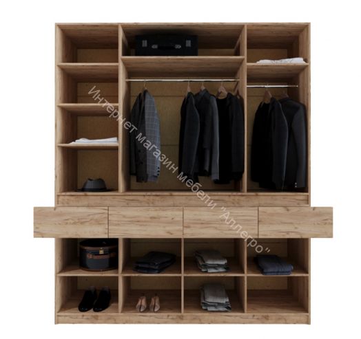 Шкаф распашной "Турин" Дуб крафт золотой/Белый глянец