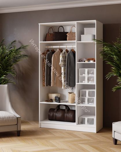 Шкаф комбинированный "Ларс" 1,2 с зеркалом (Белый/Ателье светлый)