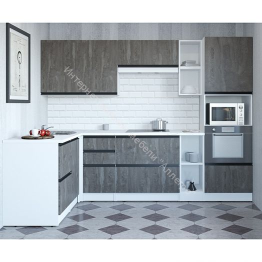 Кухонный гарнитур Ноктюрн мега прайм 1500х2700 мм